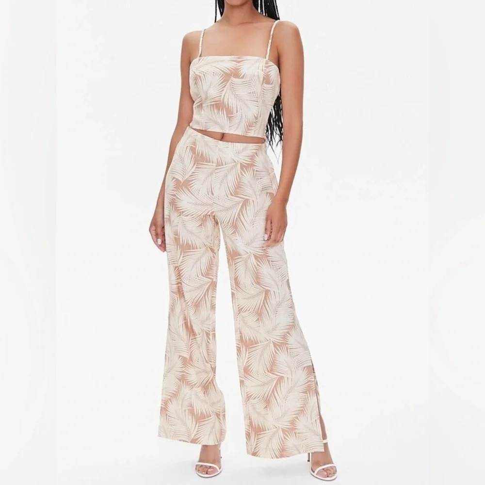 Forever21 Linen Blend Leaf Print Pants - Picture 1 of 5